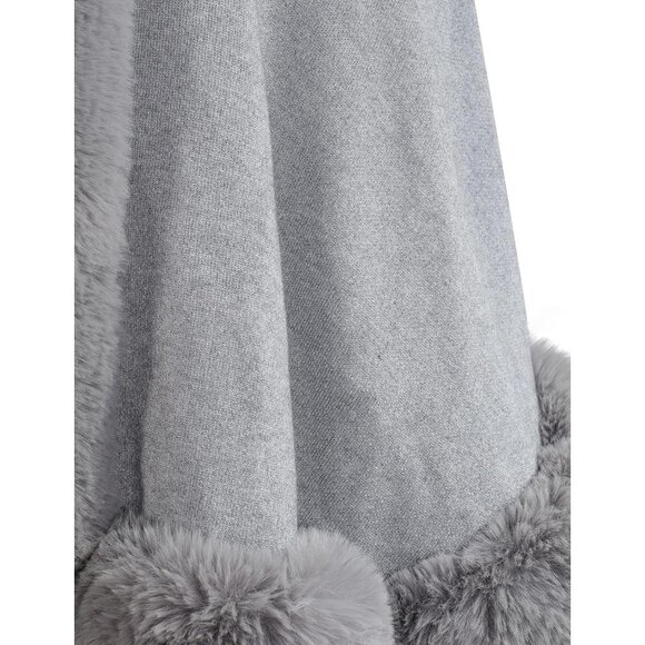 🆕 Women Grey Winter Faux Fur Shawl Stole Warm Wrap Cape knitted Acrylic Elegant - Picture 6 of 6